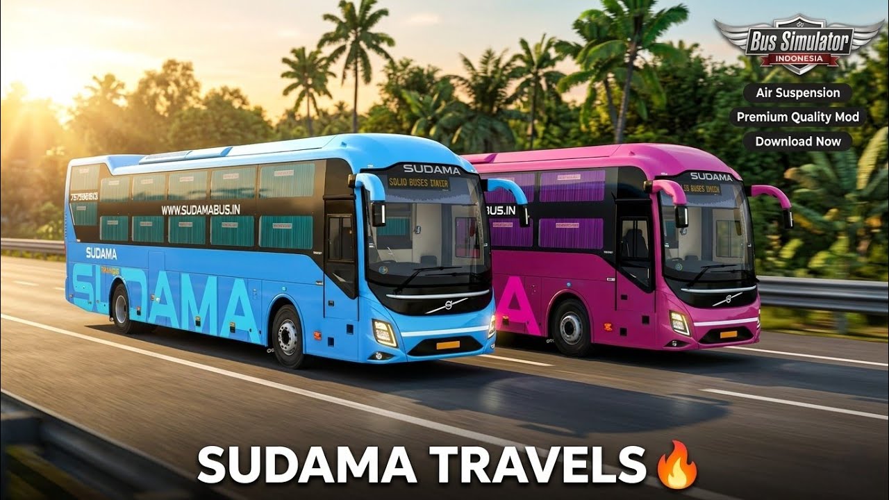 SUDAMA TRAVELS Livery for Volvo 9600 Bi-axle Sleeper | Volvo Bus Mod | BUSSID | SS Strikers