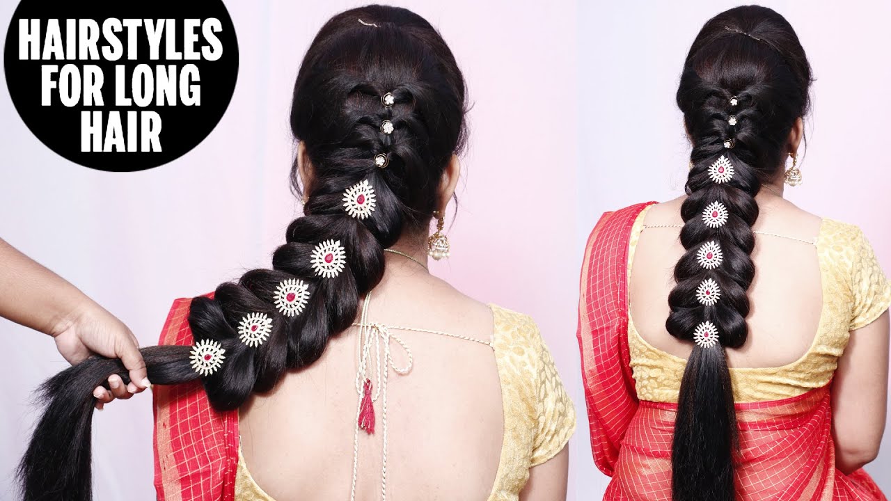 Indian traditional hairstyle for long hair girls | Simple Hairstyles for  beginners | hair style girl - YouTube