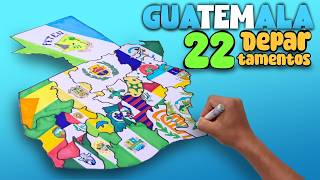 🖐️How to make a Political Map of Guatemala🇬🇹 and its 22 flags | Art and Geography🎨