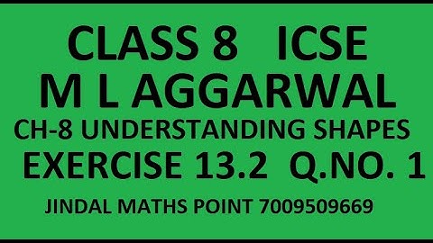 ICSE ICSE/ISC CLASS 8 MATHS || M L AGGARWAL | CH-13 UNDERSTANDING SHAPES |EXERCISE 13.2 | 1