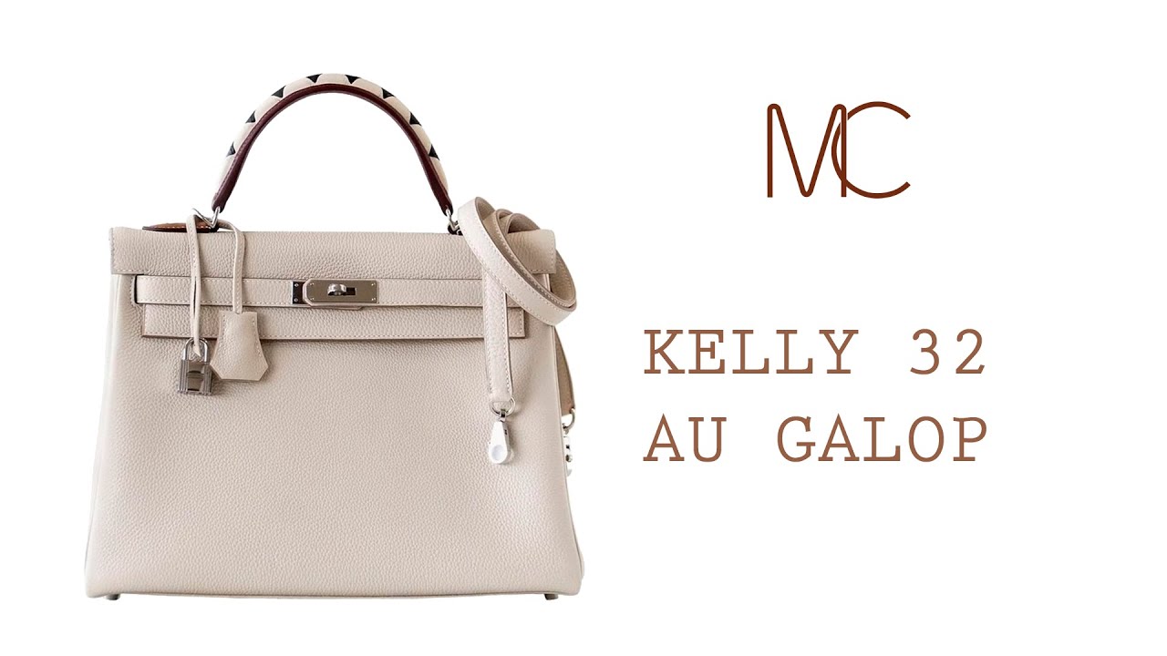 Hermes Kelly 28 Au Galop Craie Togo Gold Hardware 