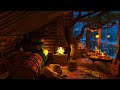 Cozy Treehouse - Blizzard &amp; Fireplace Sounds to Relax, Sleep, Study | Relaxing Treehouse Ambience