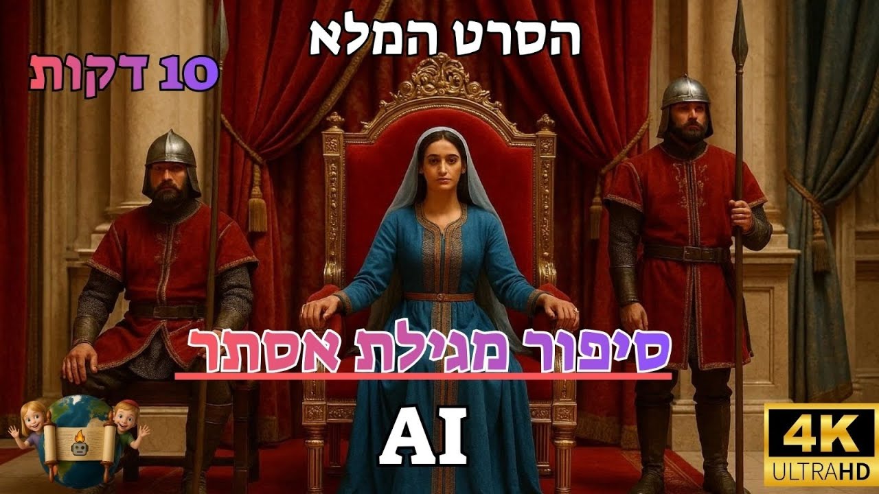 סיפור מגילת אסתר המלא 10 דקות באיכות 4K  באמצעות ai ערוץ מעיינות ai #פורים #שמח 