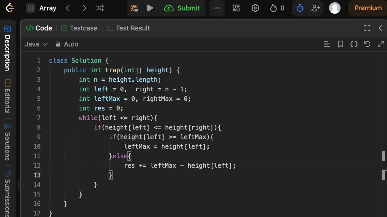 LeetCode 42 Trapping Rain Water | Java Optimal Solution (Two Pointer)