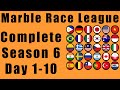 Marble Race League 2020 Season 6 Complete Race Day 1-10 in Algodoo / Marble Race King