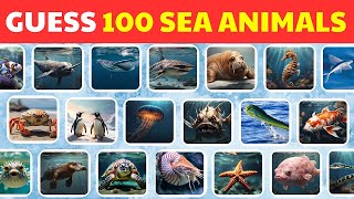 Guess 100 Sea Animals in 3 Seconds 🦞🐬🦑 | Easy, Medium, Hard, Impossible Sea | Animals Quiz