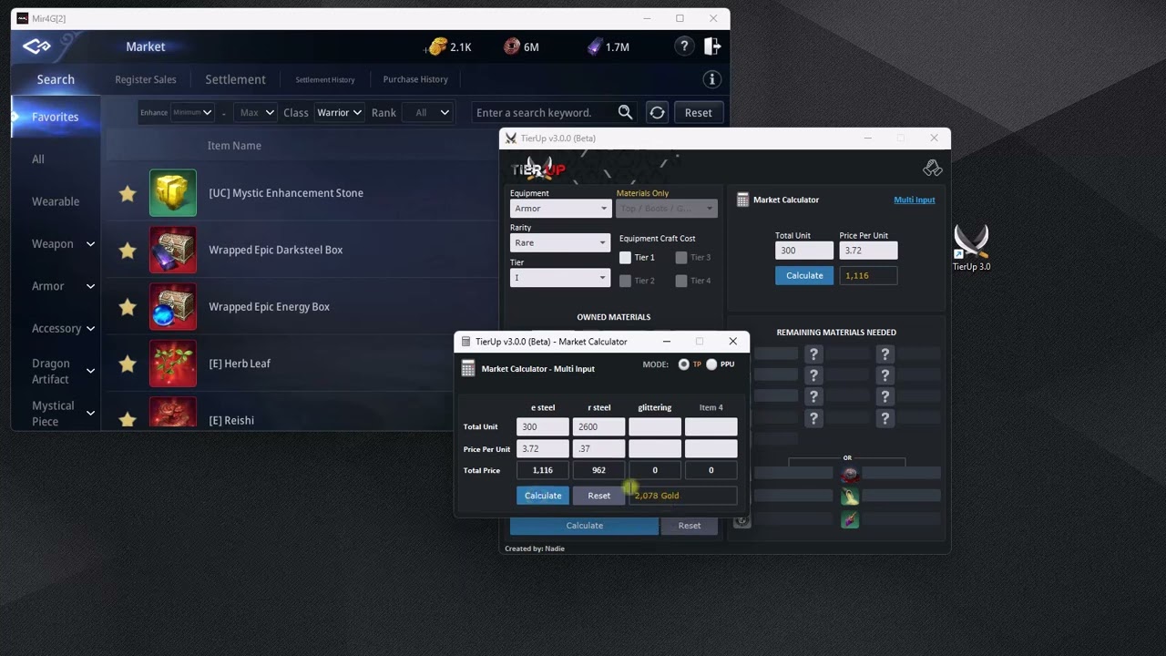 MIR4 TierUp | Market Calculator - Demo