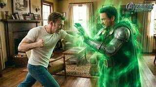 Steve Rogers attacks Doctor Doom Stark to protect his son