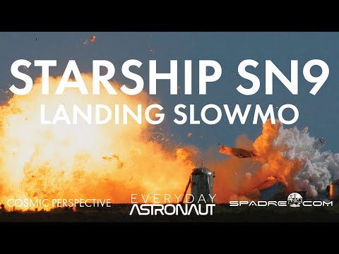 SpaceX Starship SN9 Landing Explosion in Slow Motion