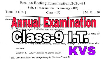 KVS Sample Question Paper Class-9 Annual Exam IT / Information Technology / Kendriya Vidyalaya