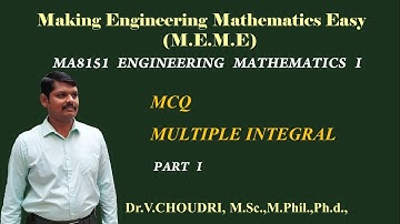 MCQ Multiple Integral MA8151 /Anna University Examination / Part I