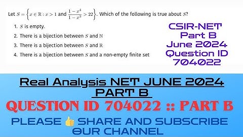 CSIRNET Mathematics June 2024 Solutions| CSIRNET July 2024 Question Part B|#QID704022 #704022