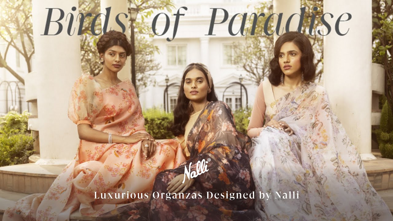 𝗕𝗶𝗿𝗱𝘀 𝗼𝗳 𝗣𝗮𝗿𝗮𝗱𝗶𝘀𝗲 - Luxurious Organzas Designed by Nalli