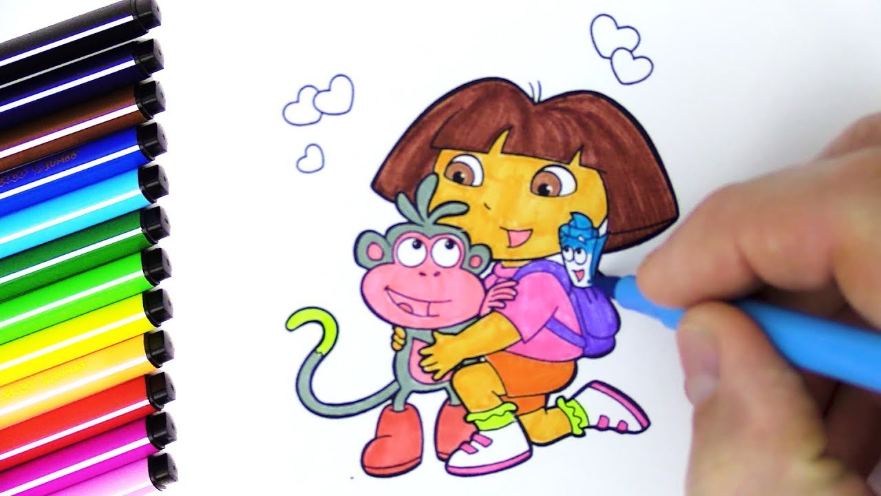 How to color Dora the Explorer and Boots - YouTube