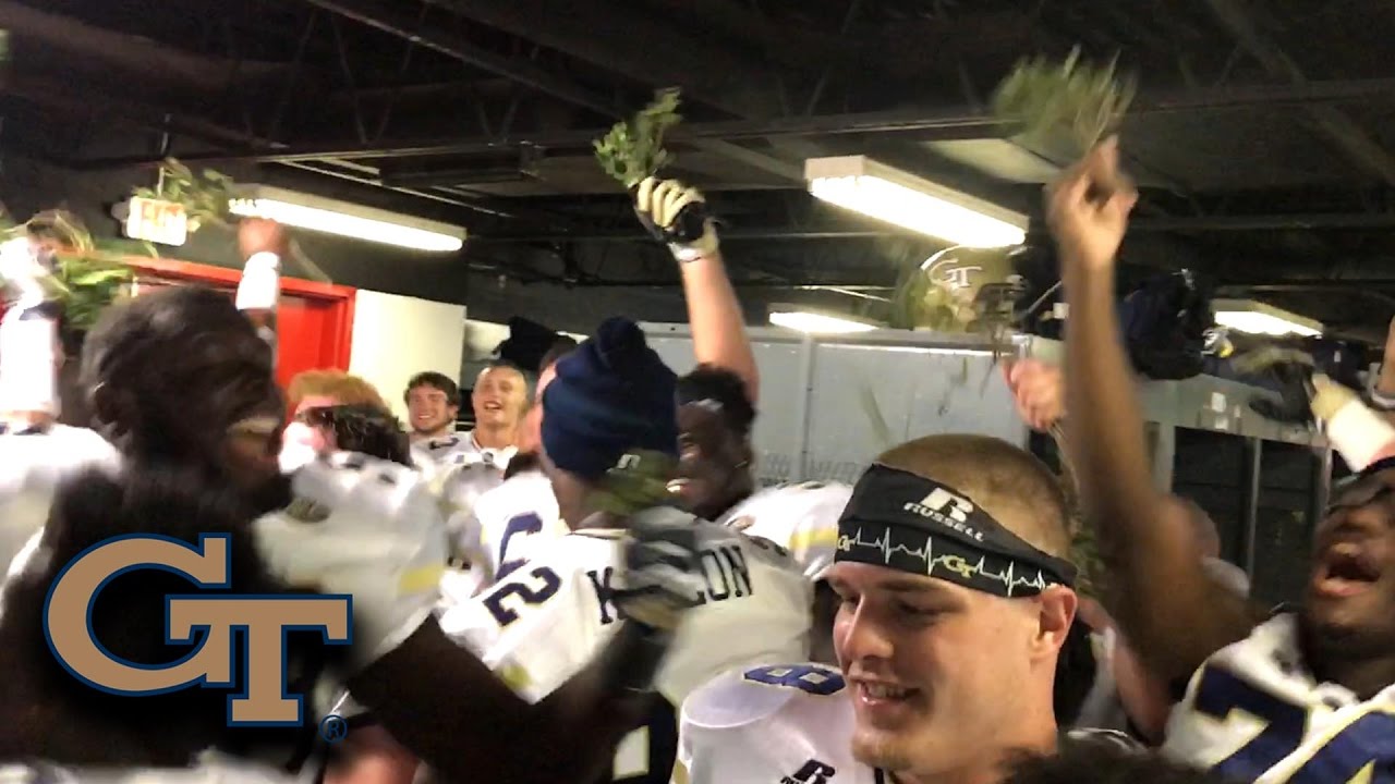 Tech Locker Room Celebration After Beating UGA (2016) YouTube