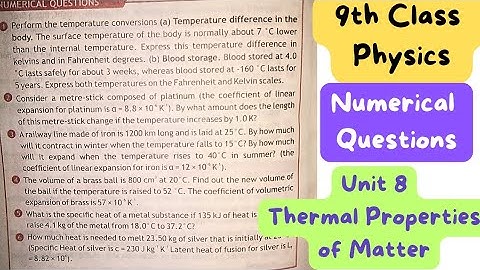 9th Class Physics | Unit 8 Numerical Questions | Thermal Properties of matter | QAS Edu