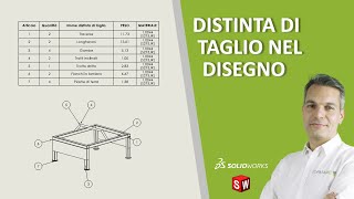 Distinta di taglio nel disegno SolidWorks