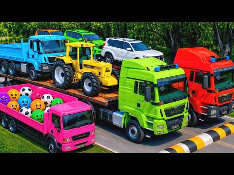 Flatbed Truck McQueen Transportation with Truck Pothole vs Car #65 BeamNG Drive