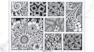 8 Zentangle Pattern For Beginners |Zentangle patterns |Doodle Pattern | Zen-doodle
