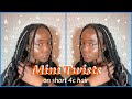 Doing mini twists on my own  first time doing my natural hair  kinky mini twists