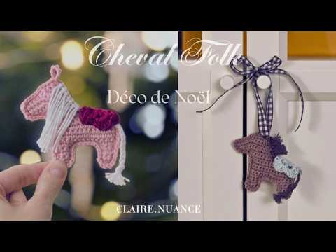 Cheval esprit Folk Suspension de Noël au crochet pas à pas débutant amigurumi décoration de Noël