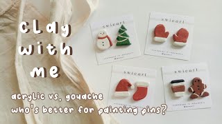 How I make clay pins with Air Dry Clay | Christmas Edition! 🎅🎁🎄 | Clay With Me 03 | Indonesia
