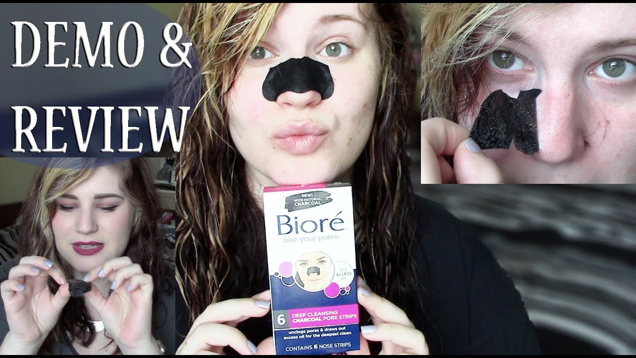 Biore Deep Cleansing Charcoal Pore Strips Demo \u0026amp; Review - YouTube