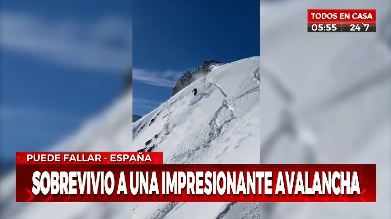 Esquiador sobrevive a impresionante avalancha en España - YouTube