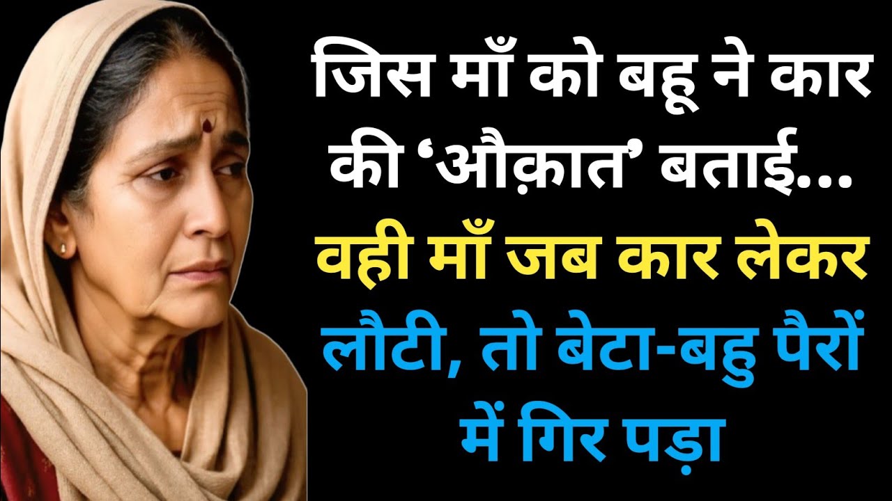 जिस माँ को बहू ने कार की ‘औक़ात’ बताई… वही माँ जब कार लेकर लौटी, तो बेटा-बहु पैरों में गिर पड़ा