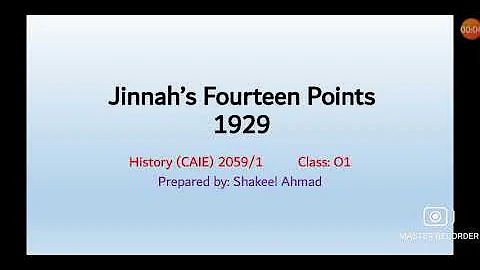 O Level History | Jinnah's 14 Ponints | Lecture by Shakeel Ahmad