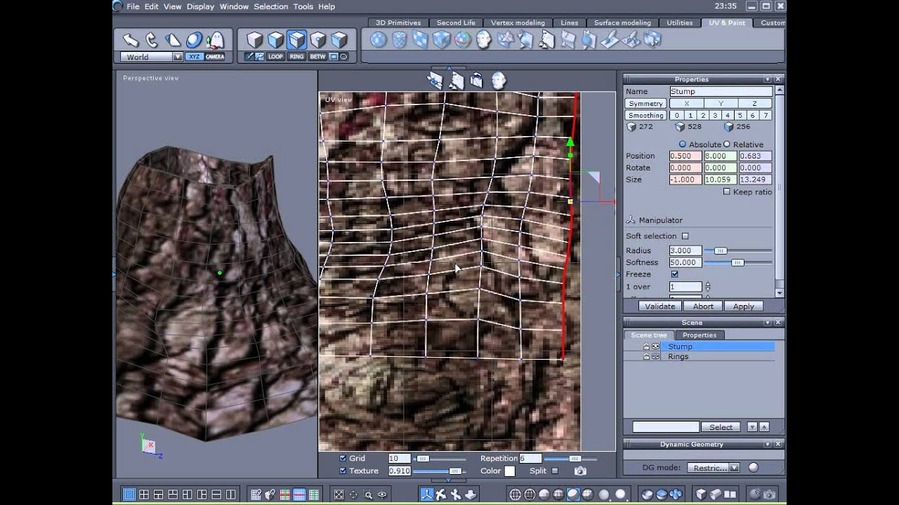 Modeling tree stump, part three [hp1] - YouTube
