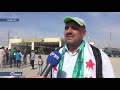 مظاهرة شعبية في معبر باب السلامة تأكيدا على استمرارية الثورة السورية