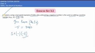 Ex set 3.2 Q4. 4. Explain, using a real-world example of debt, why subtracting  a negative number