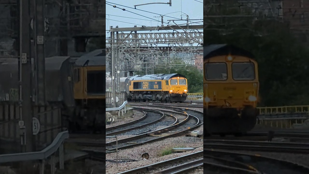 66785 passing Leeds with an aggregates train.