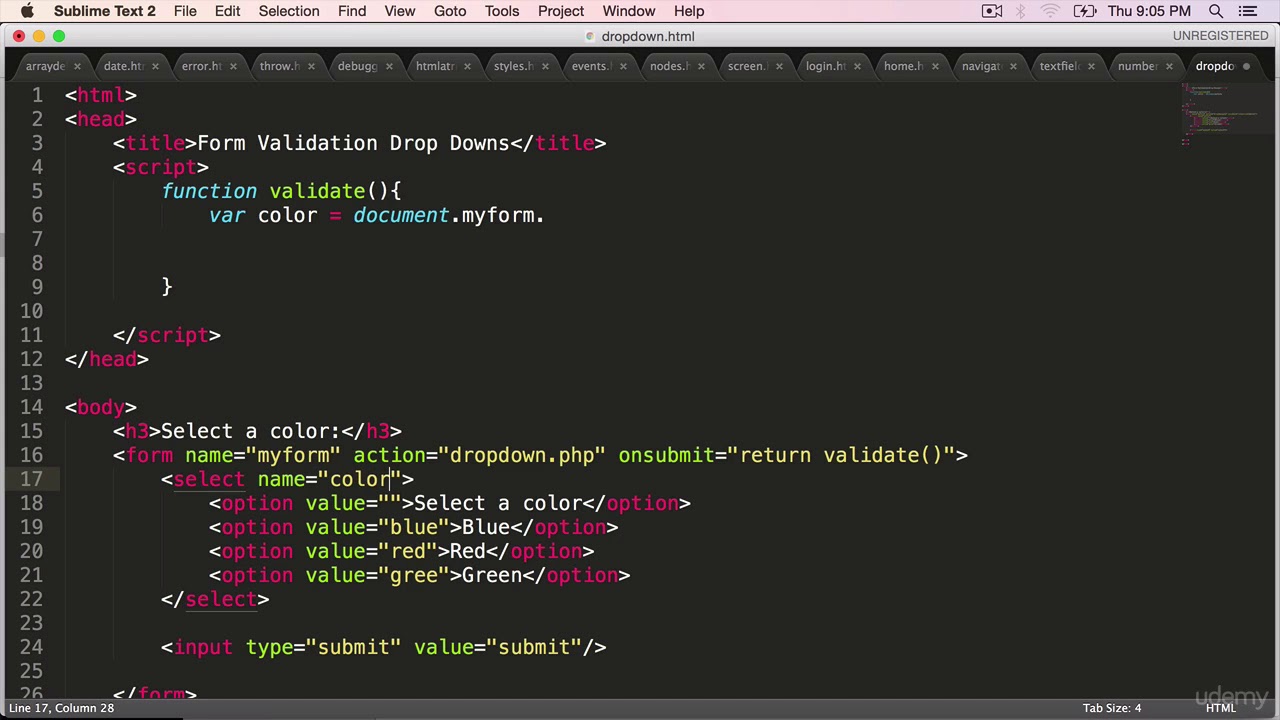 Validating Select Menus - YouTube