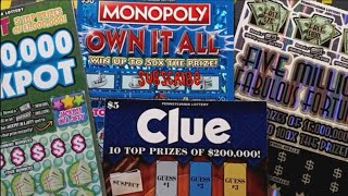 Clue, INSTANT JACKPOT, MONOPOLY and Fabulous Fortune 🤞 Pennsylvania Lottery scratch offs 🤞