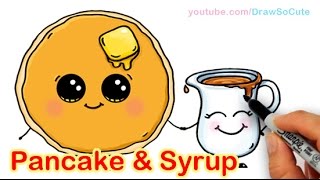 How to Draw Cartoon Pancake and Syrup Breakfast Cute and Easy screenshot 3