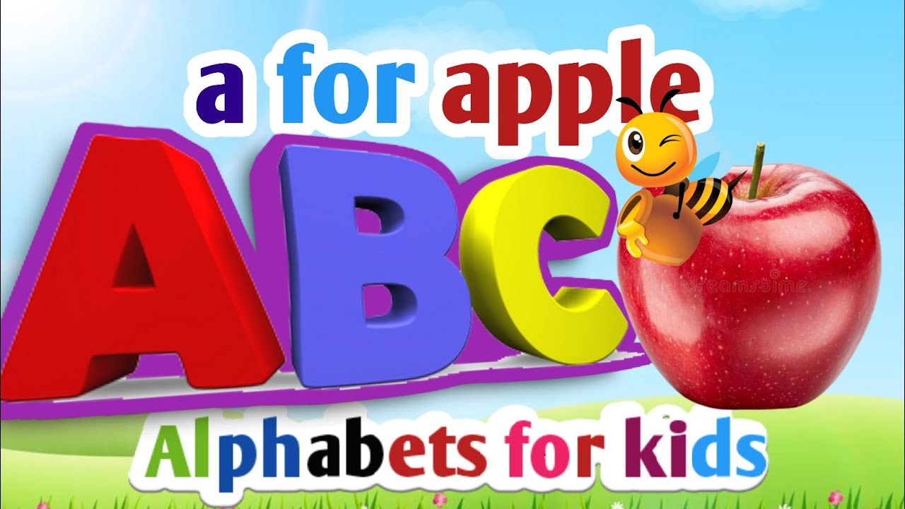 English Alphabet with LIVE example 🤗। a for apple 🍎। b for ball । abcd ...