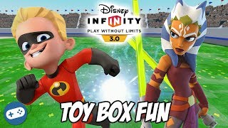 Disney Infinity 3.0 Dash and Ahsoka Tano Toy Box Fun with Owen vs Liam in our new Toy Box build. We play some Toy Box Fun 