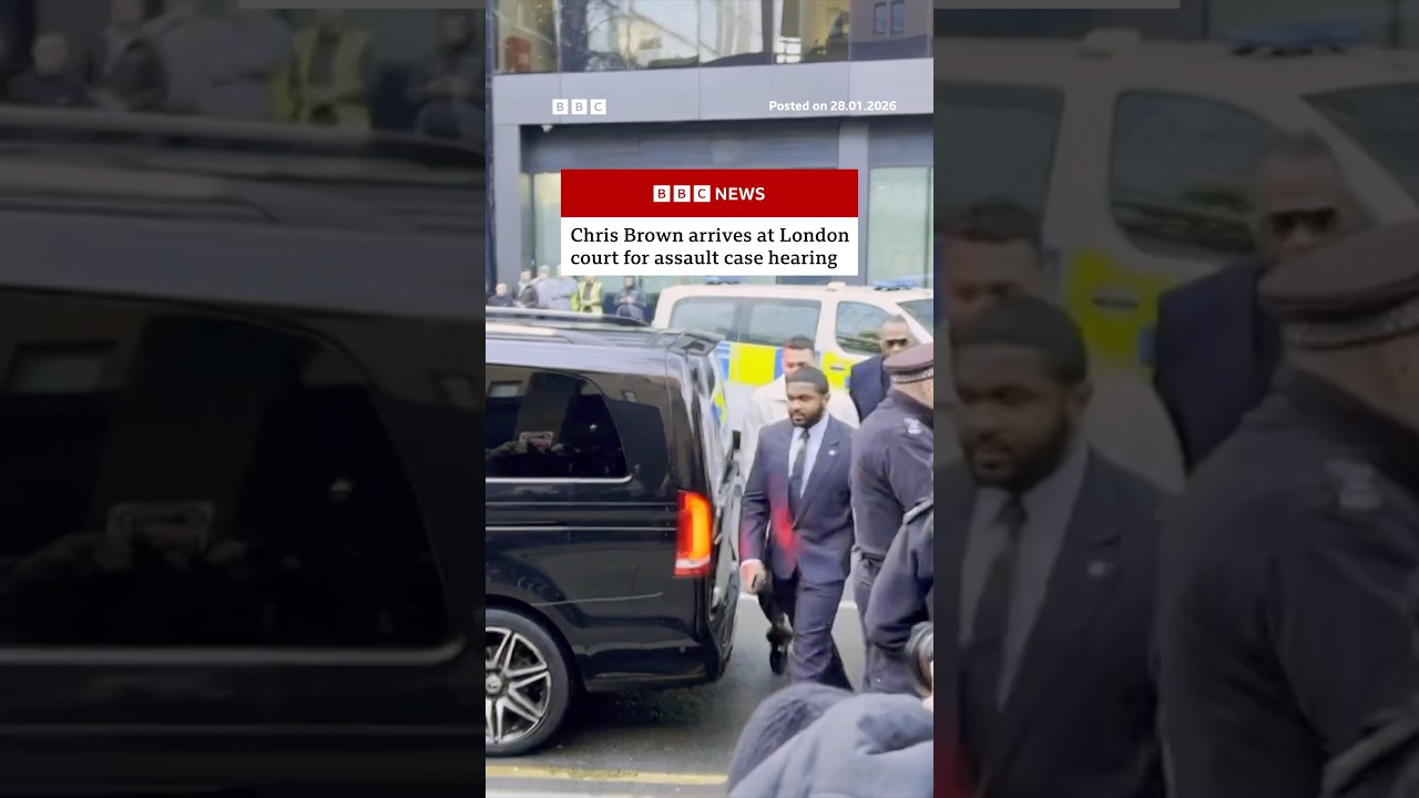 Chris Brown arrives at court for assault case hearing. #ChrisBrown #BBCNews