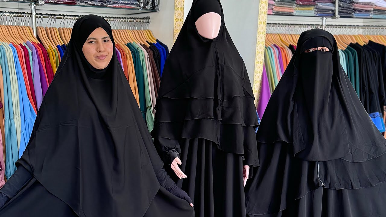 اللباس الشرعي سيدتي😍 اجي نوريكم العباءة الشرعية مع النقابات والخمارات بطريقة لباسهم👍🏻 مع الكواليس😂