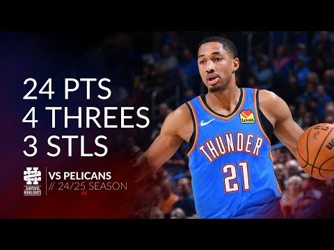 Aaron Wiggins 24 pts 4 threes 3 stls vs Pelicans 24/25 season