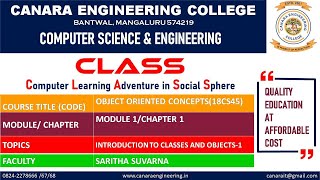 VTU OOC (18CS45) OBJECT ORIENTED CONCEPTS-ClASSESS & OBJECTS[INTRODUCTION TO OOC] (M1 L3)