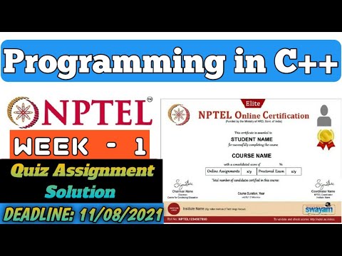 Programming in C++ Solution | Week-1 Quiz Assignment Solution | NPTEL July-Dec 2021 |  IIT Kharagpur