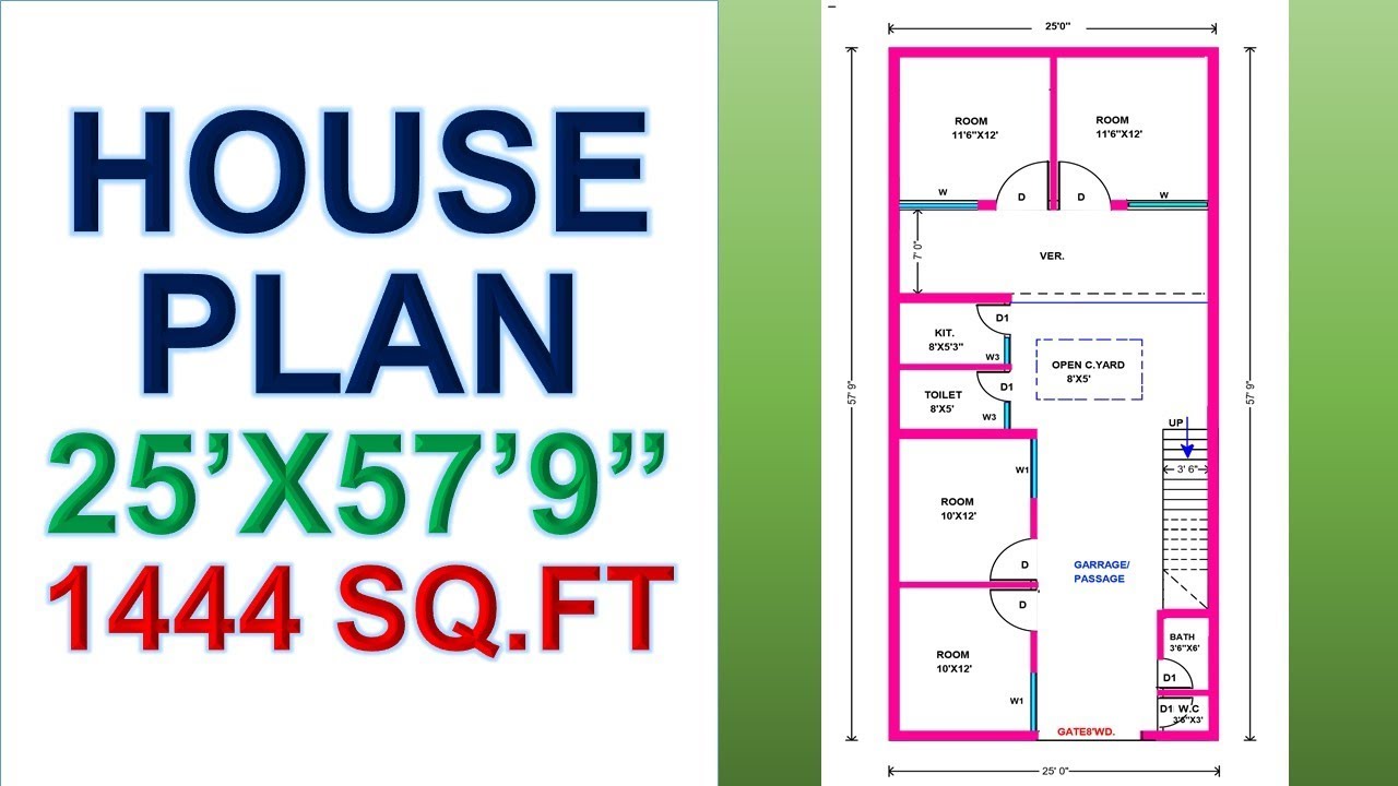 House Plan 25 X 57 9 1444 Sq Ft Youtube
