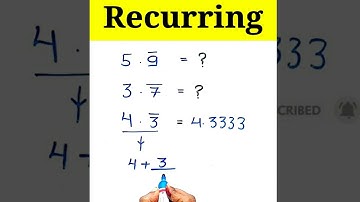 Recurring math tricks | Unique Number | Recurring decimal trick | Recurring  math #shorts