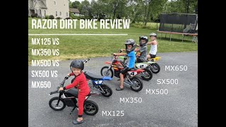 Razor Dirt Bike Review (MX125, MX350, MX/SX500, and MX650)  All Within One View