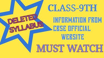 CLASS-9TH DELETED SYLLABUS || 2020-2021 || FULLY EXPLAINED FROM OFFICIAL CBSE