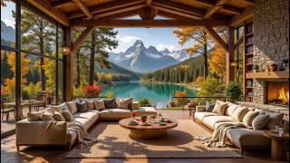 Cozy Autumn Morning Jazz To Work, Studyπ Firelit Retreat | Cozy Jazz Piano & Fireplace At Cozy Cabin