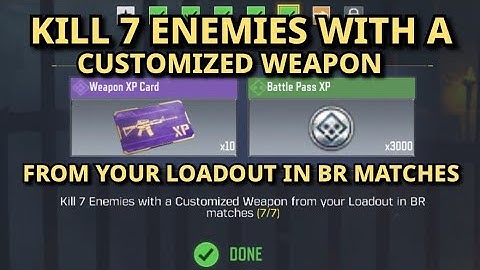 Kill 7 Enemies With a Customized Weapon from your Loadout in BR Matches || CODM Task Complete ||